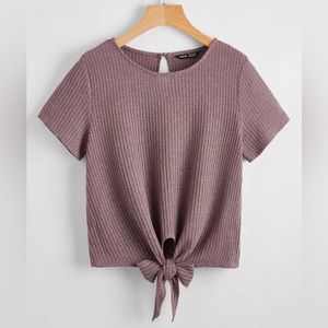 SHEIN mauve waffle knit short sleeve top. NEVER WORN.